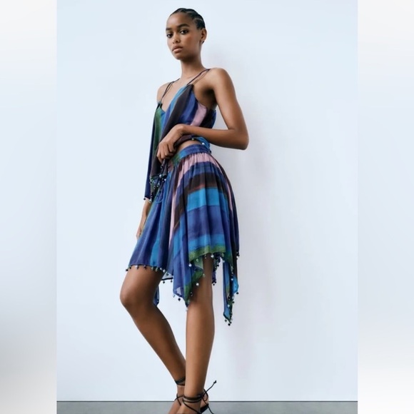 ZARA 2pc SET BEADED CAMISOLE & SKIRT Size MEDIUM - Picture 7 of 7